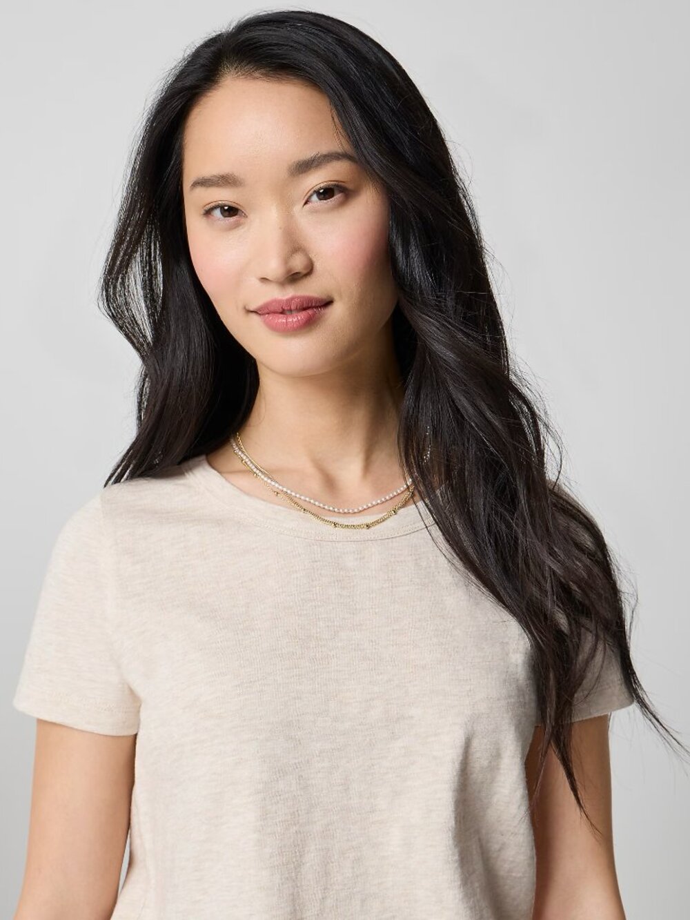 J. Crew Factory Short-sleeve Girlfriend Crewneck Tee • Heather Oatmeal • Medium - Picture 3 of 3